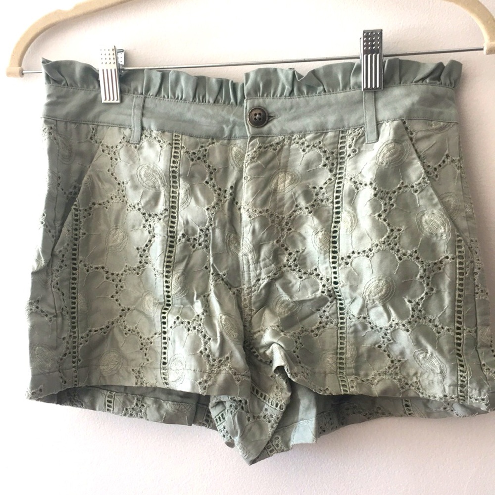 Green lace shorts